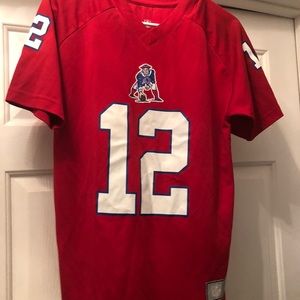 Red V Neck Tom Brady Patriots Jersey